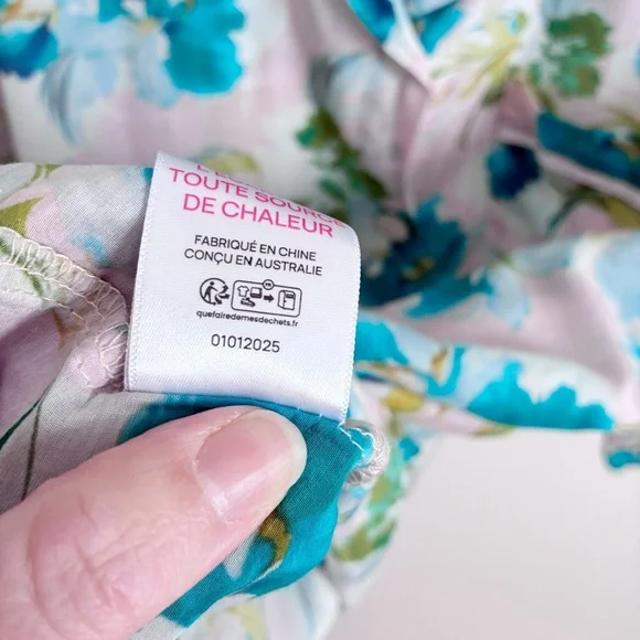 Papinelle Audrey Crop PJ Set pink blue floral cotton silk relaxed lightweight - Picture 8 of 13